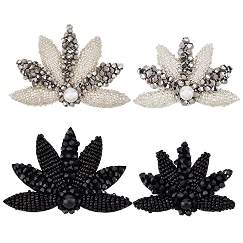 ahandmaker-applique-feuille-4-pcs-patch-brod-perles-noir-blanc image 6