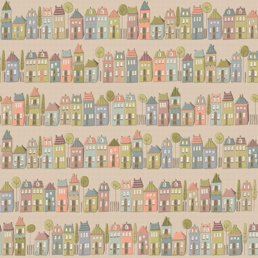anni-downs-my-neighborhood-2633-39-tissu-maisons-marron image 1
