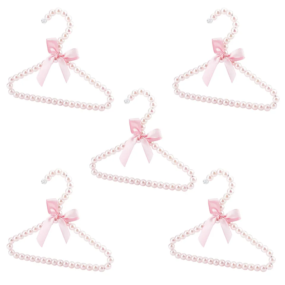 ahandmaker-5-mini-cintres-perles-plastique-v-tements-poup-e-rose image 1
