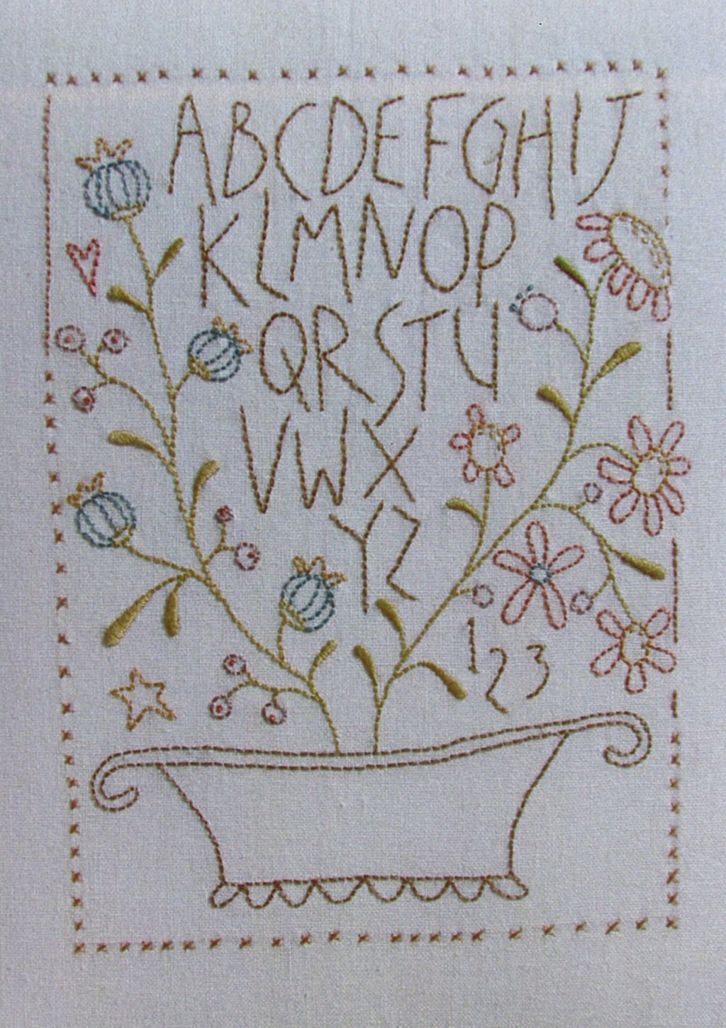 anni-downs-stitcheries-flower-basket-sampler-patron-broderie-pr-imprim image 1
