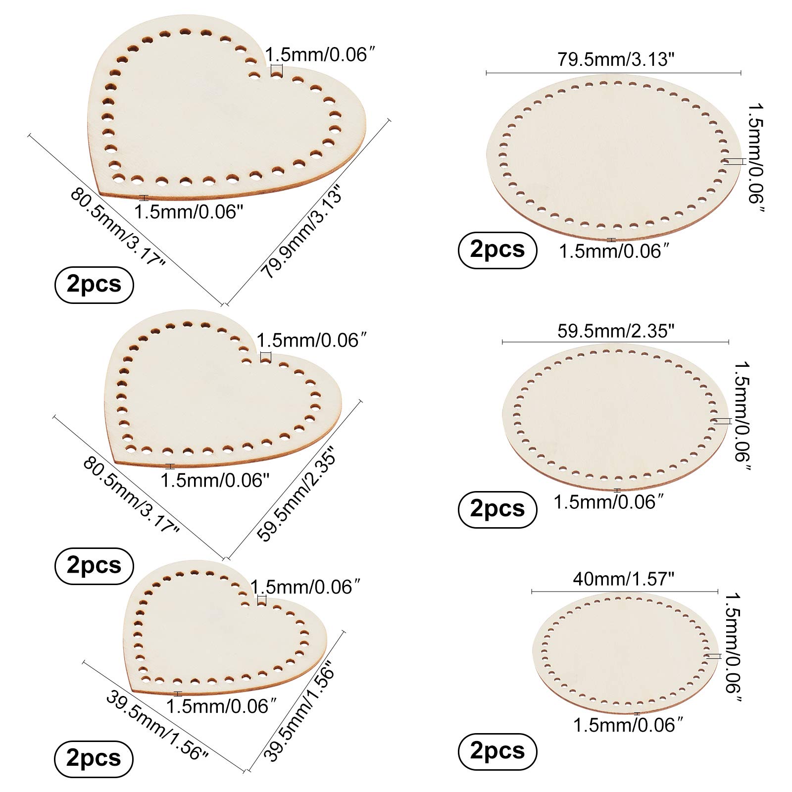 ahandmaker-fond-de-panier-bois-rond-et-c-ur-12-pi-ces image 2