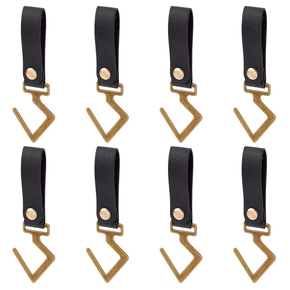 ahandmaker-sangle-cuir-suspension-crochet-camping-8-pcs-noir image 1