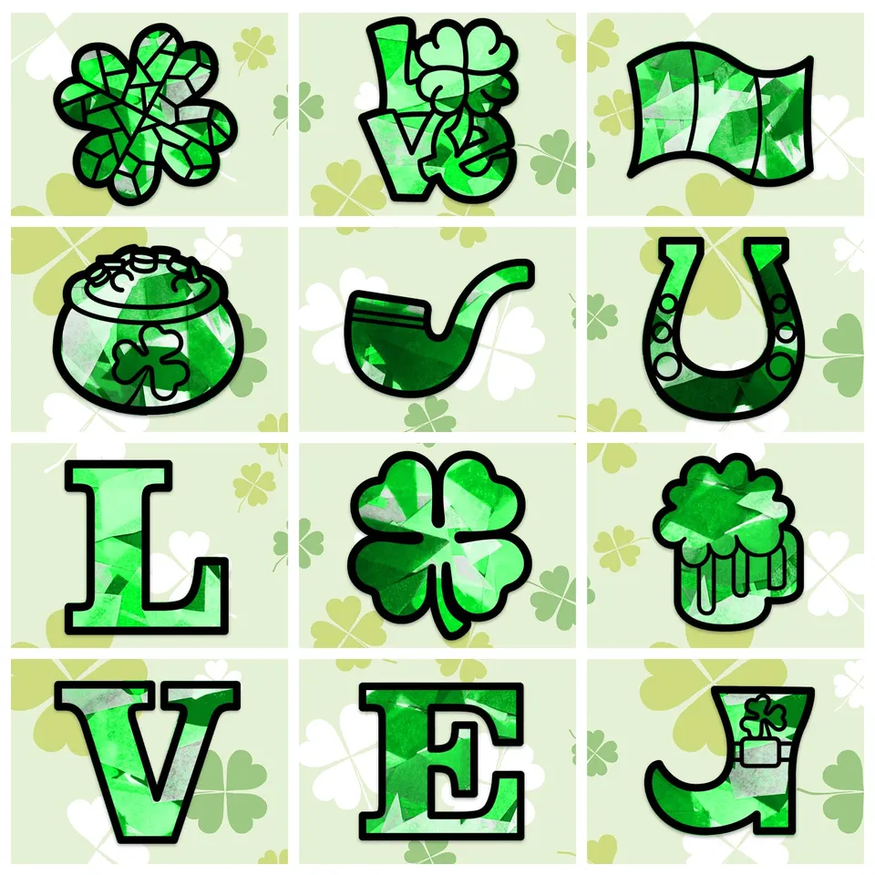 ahandmaker-stickers-attrape-soleil-vitrail-saint-patrick-24-pcs image 1