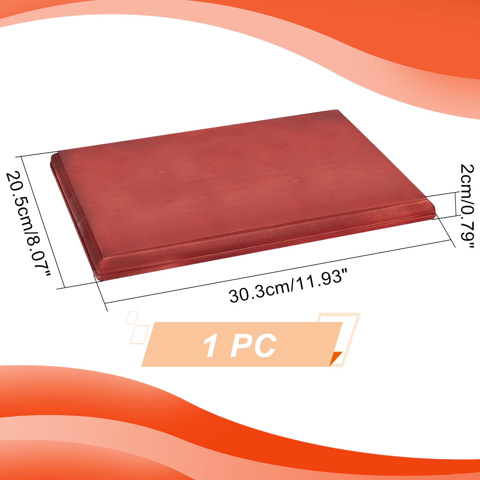 ahandmaker-socle-bois-rectangulaire-base-display-rouge-fonc image 3