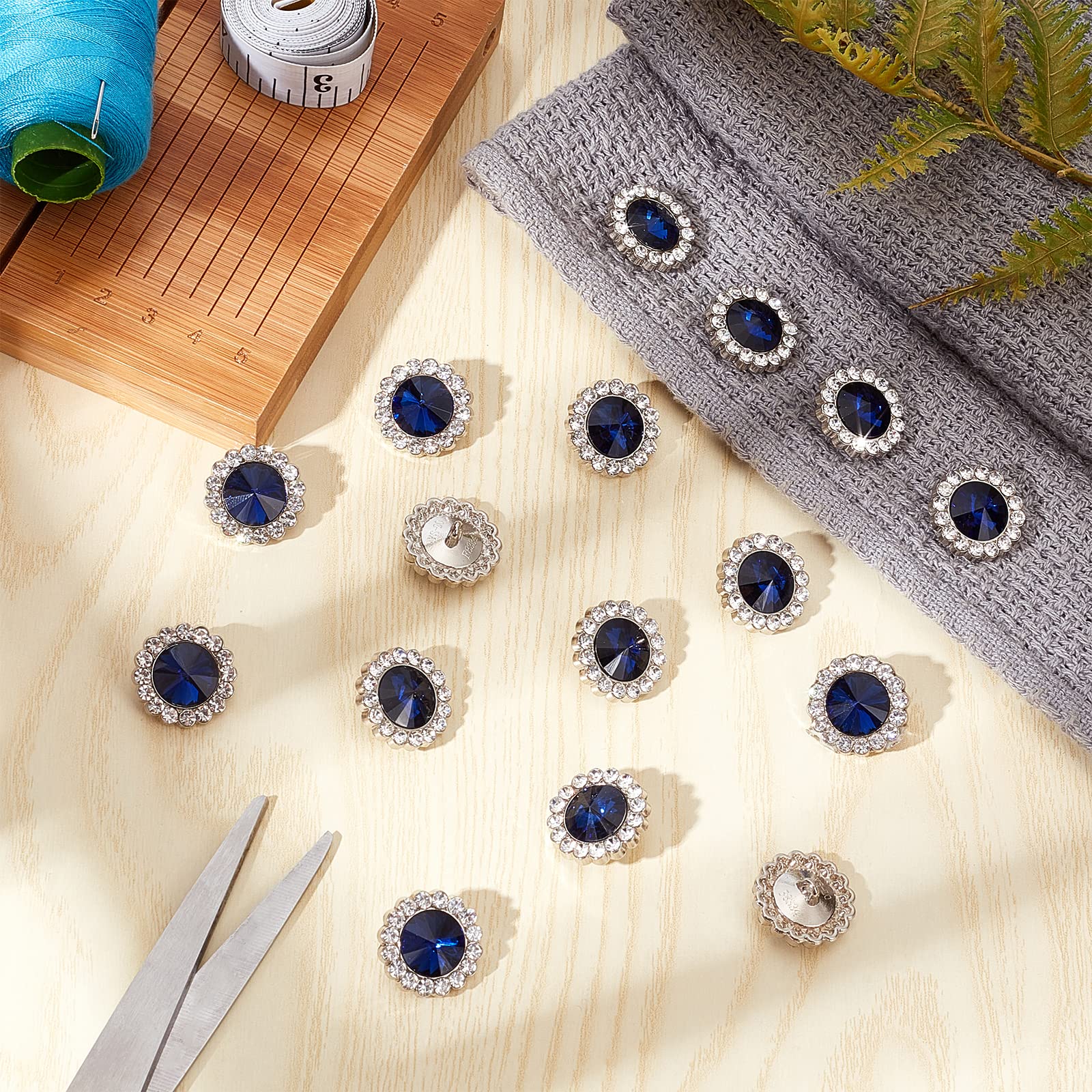 ahandmaker-button-rhinestone-boutons-strass-bleus-20-mm-lot-20 image 5