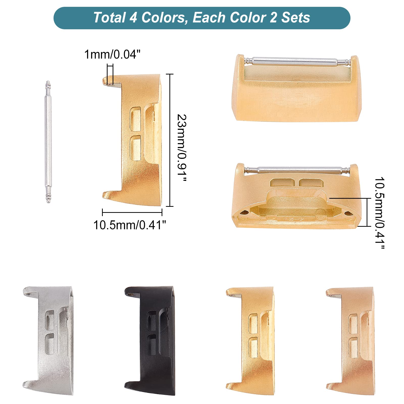 ahandmaker-adaptateur-bracelet-montre-acier-23mm-8-pi-ces-4-couleurs image 2
