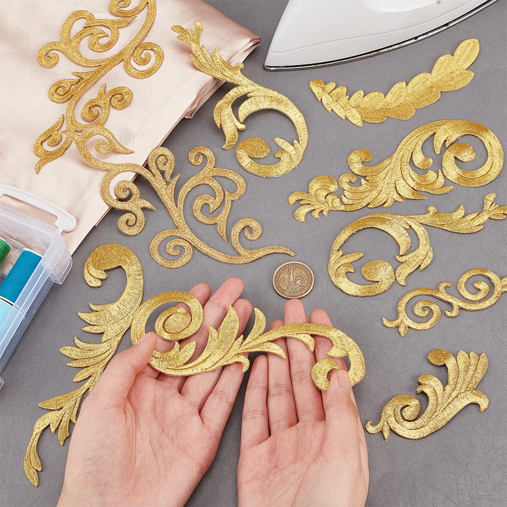 ahandmaker-applique-patch-fleurs-feuilles-dor-es-thermocollant-16-pcs image 3