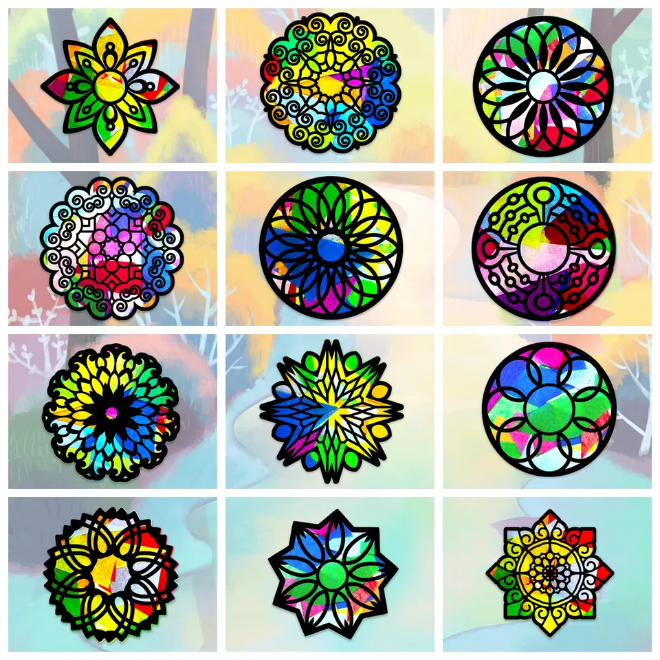 ahandmaker-self-adhesive-stickers-mandala-suncatcher-vitre-24-pcs image 1