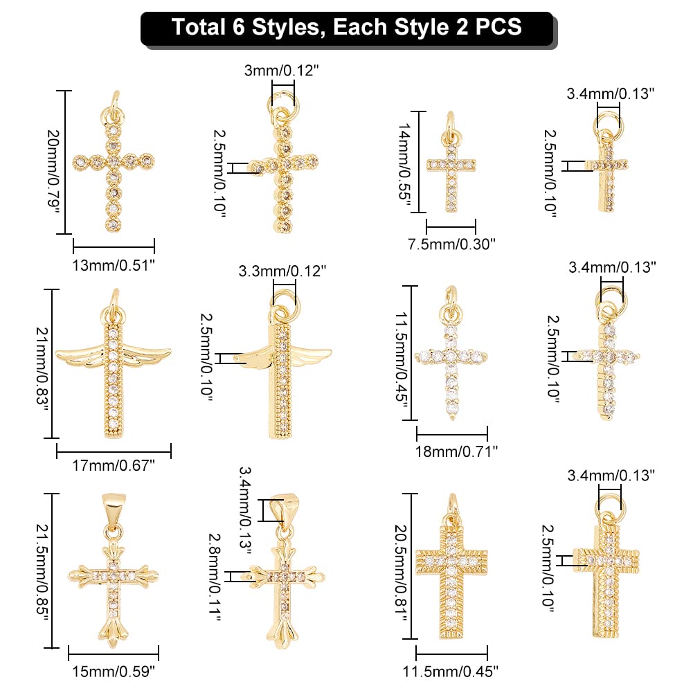 ahandmaker-pendant-breloques-croix-dor-zircon-12-pcs image 2