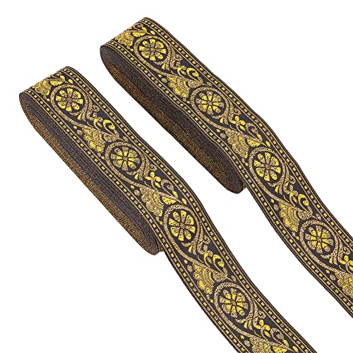 ahandmaker-jacquard-rubans-brod-s-floral-vintage-jaune-2x3-8m-33mm image 7
