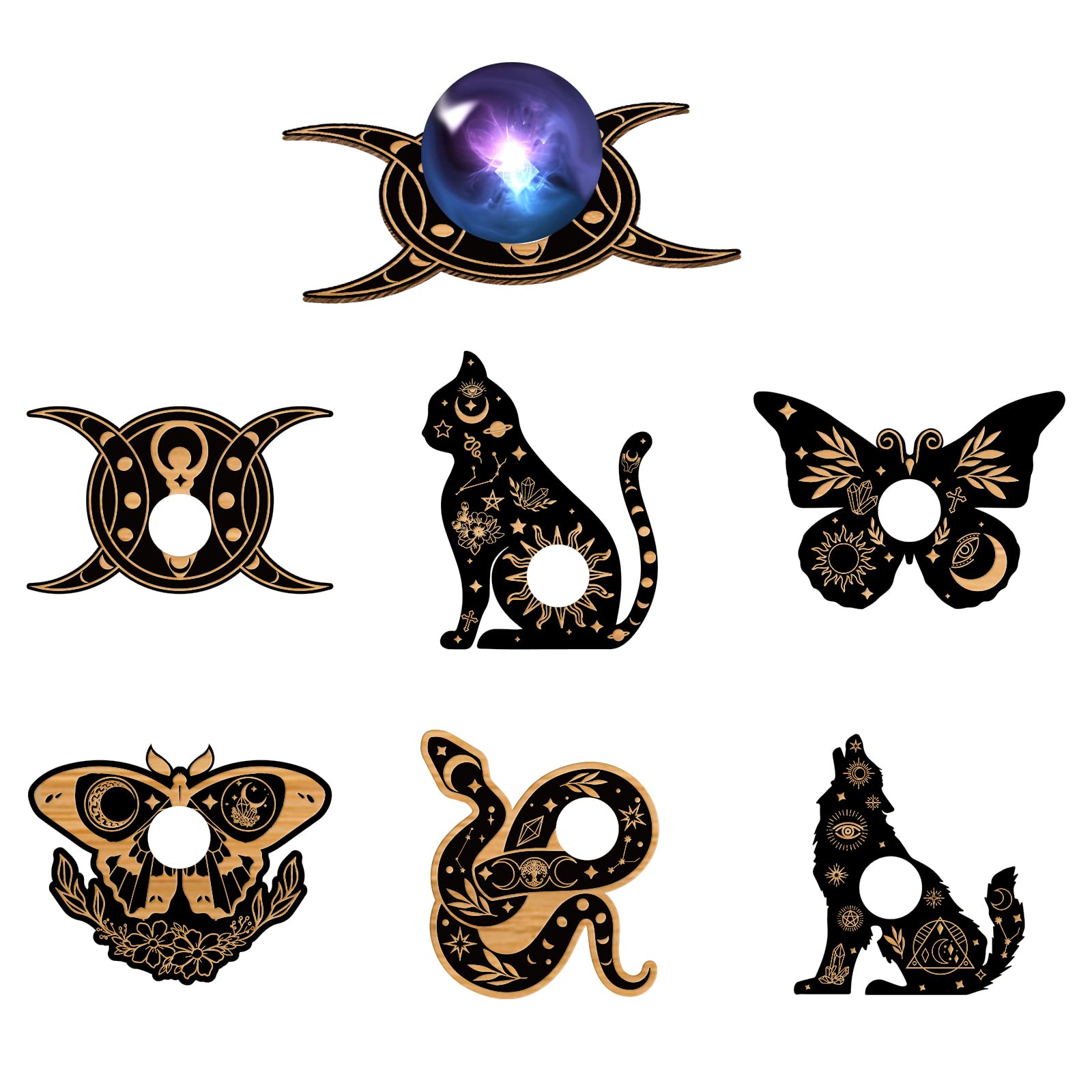 ahandmaker-home-decorate-support-boule-de-cristal-triple-lune-lot-6 image 1