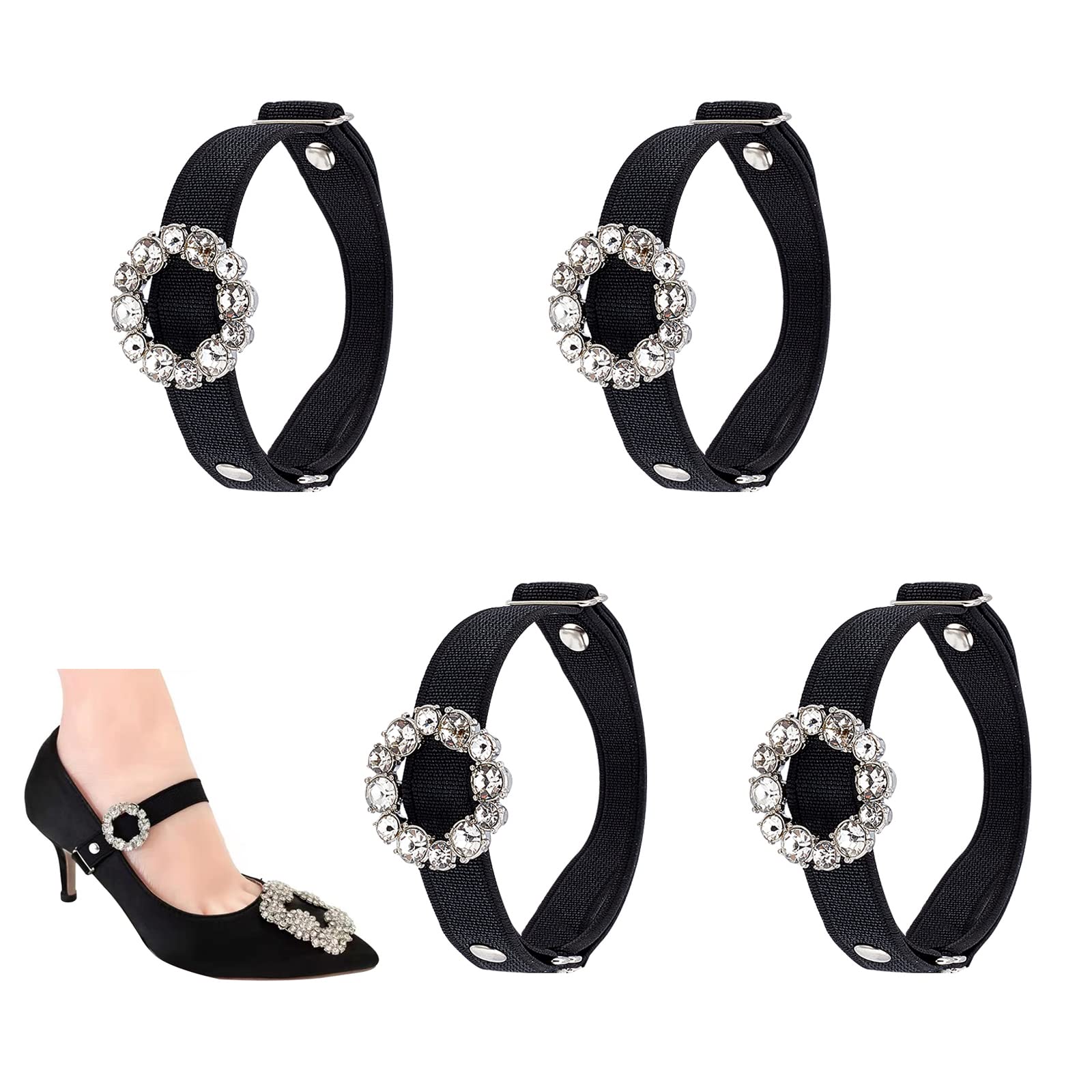 ahandmaker-shoe-accessories-sangle-chaussure-noire-strass-4-pcs image 1
