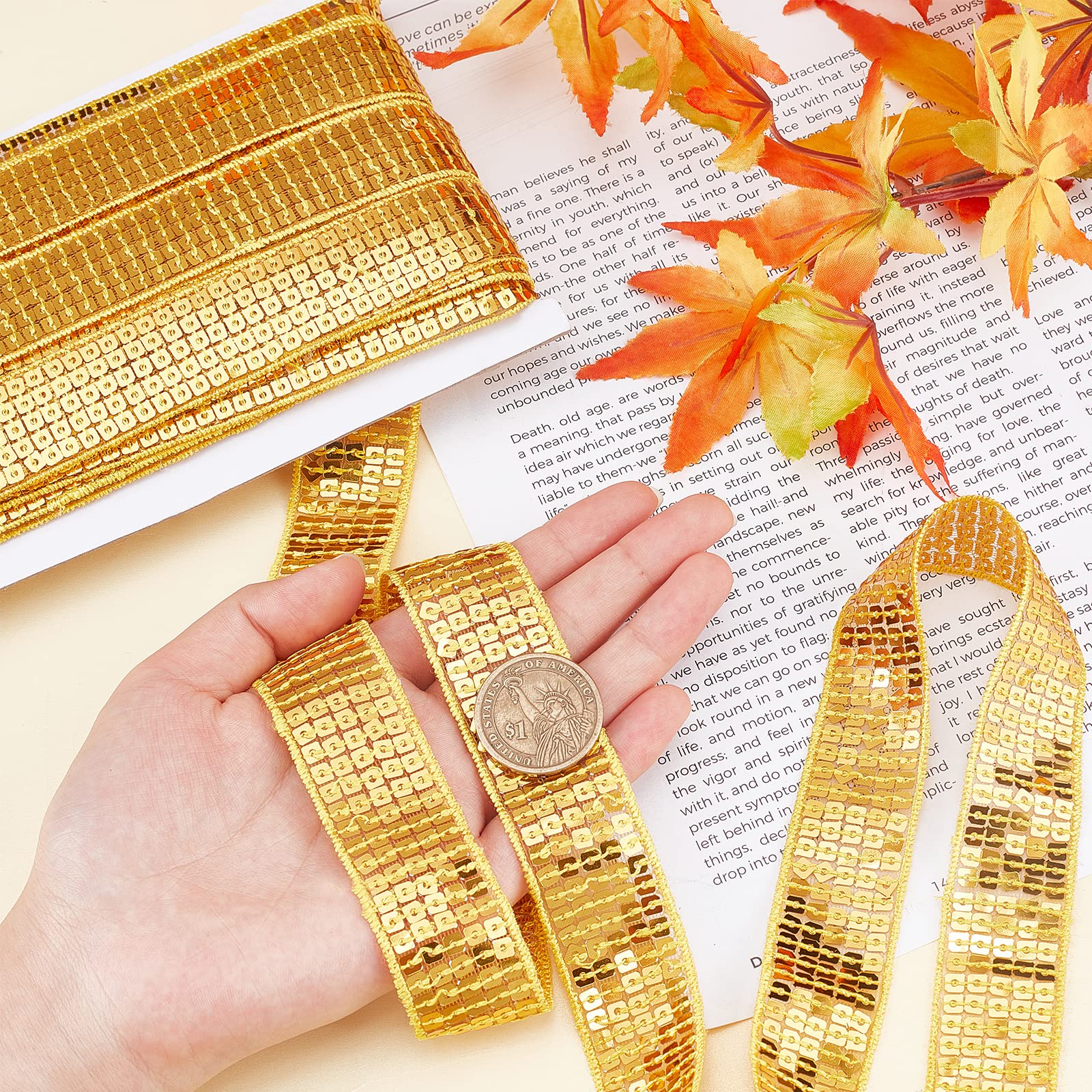 ahandmaker-chain-trim-galon-paillettes-or-lastique-20-yards image 3