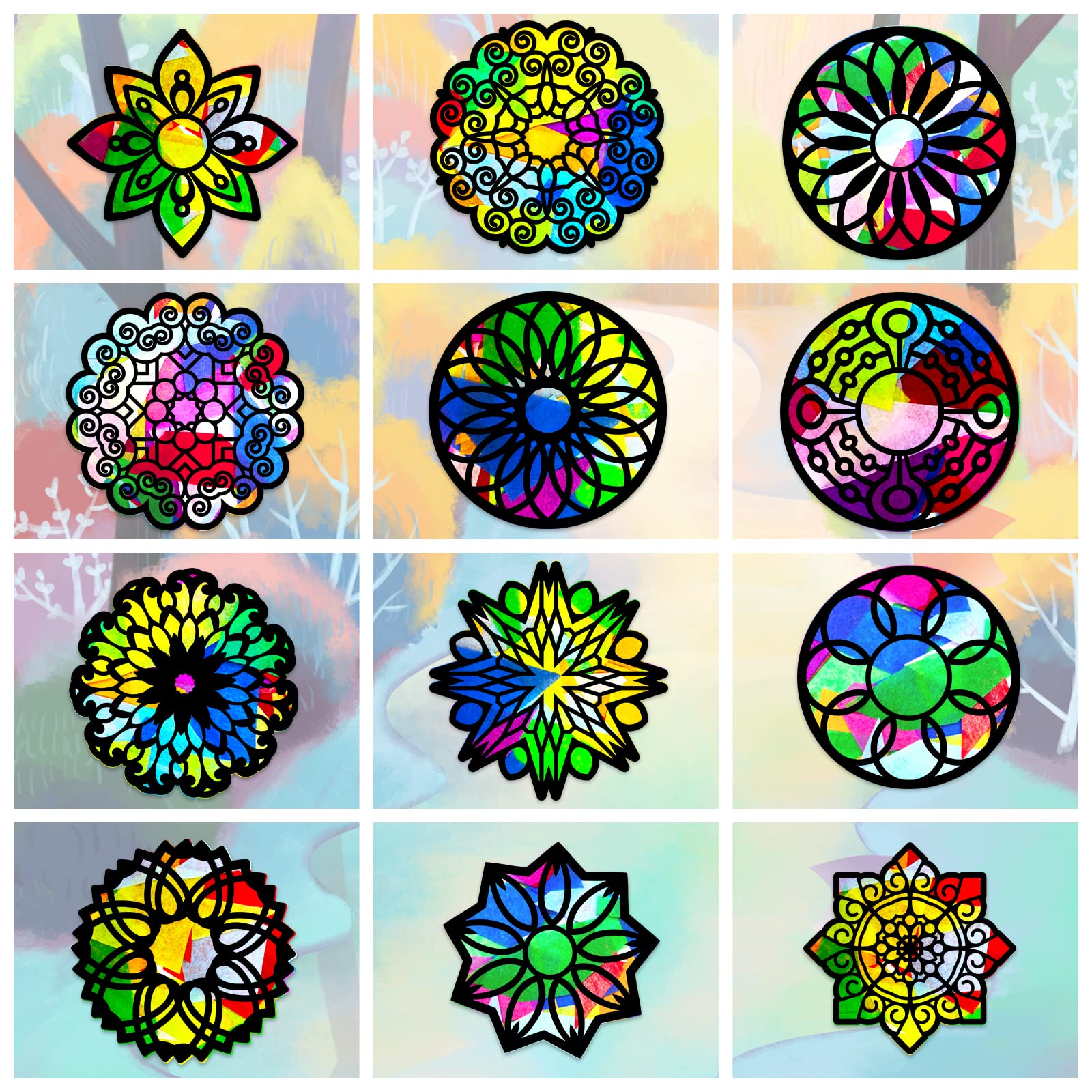 ahandmaker-self-adhesive-stickers-mandala-suncatcher-vitre-24-pcs image 1