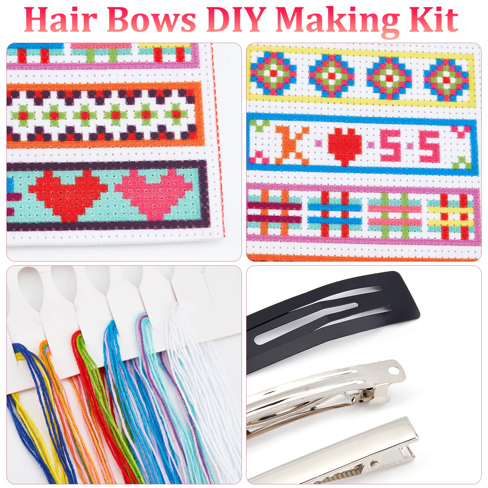 ahandmaker-kit-barrettes-broderie-diy-6-styles-13-couleurs-cheveux image 4