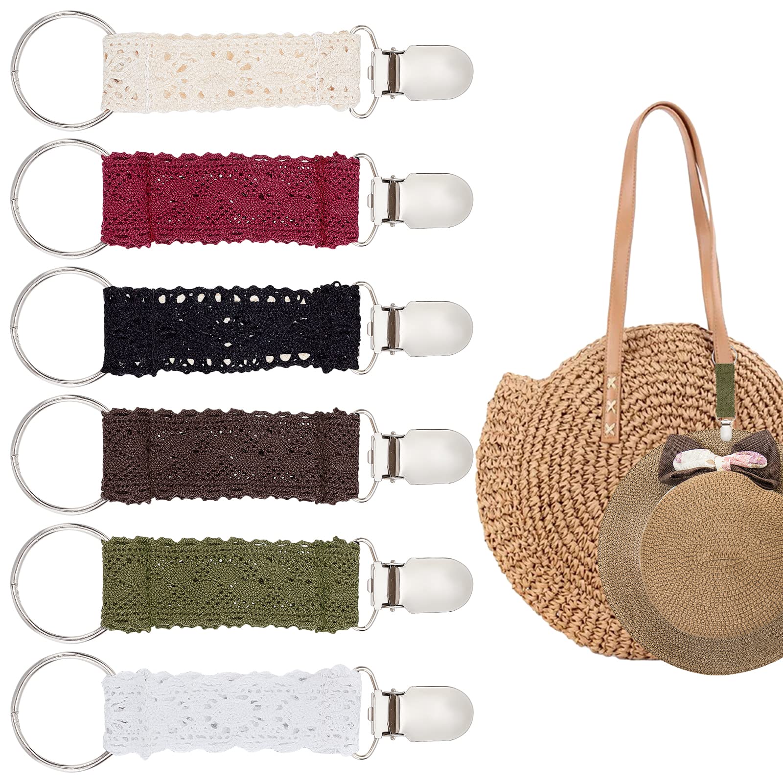 ahandmaker-clip-chapeau-voyage-6-pcs-dentelle-tissu-6-couleurs image 1