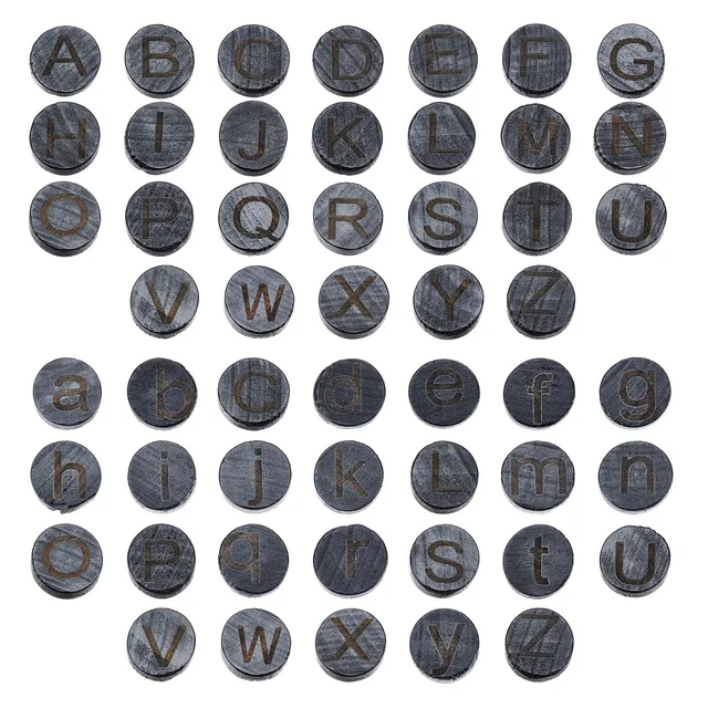 ahandmaker-beads-104-cabochons-bois-plat-perles-alphabet-rondes image 1