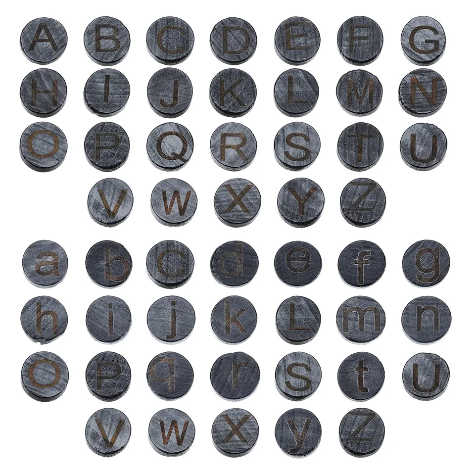 ahandmaker-beads-104-cabochons-bois-plat-perles-alphabet-rondes image 1