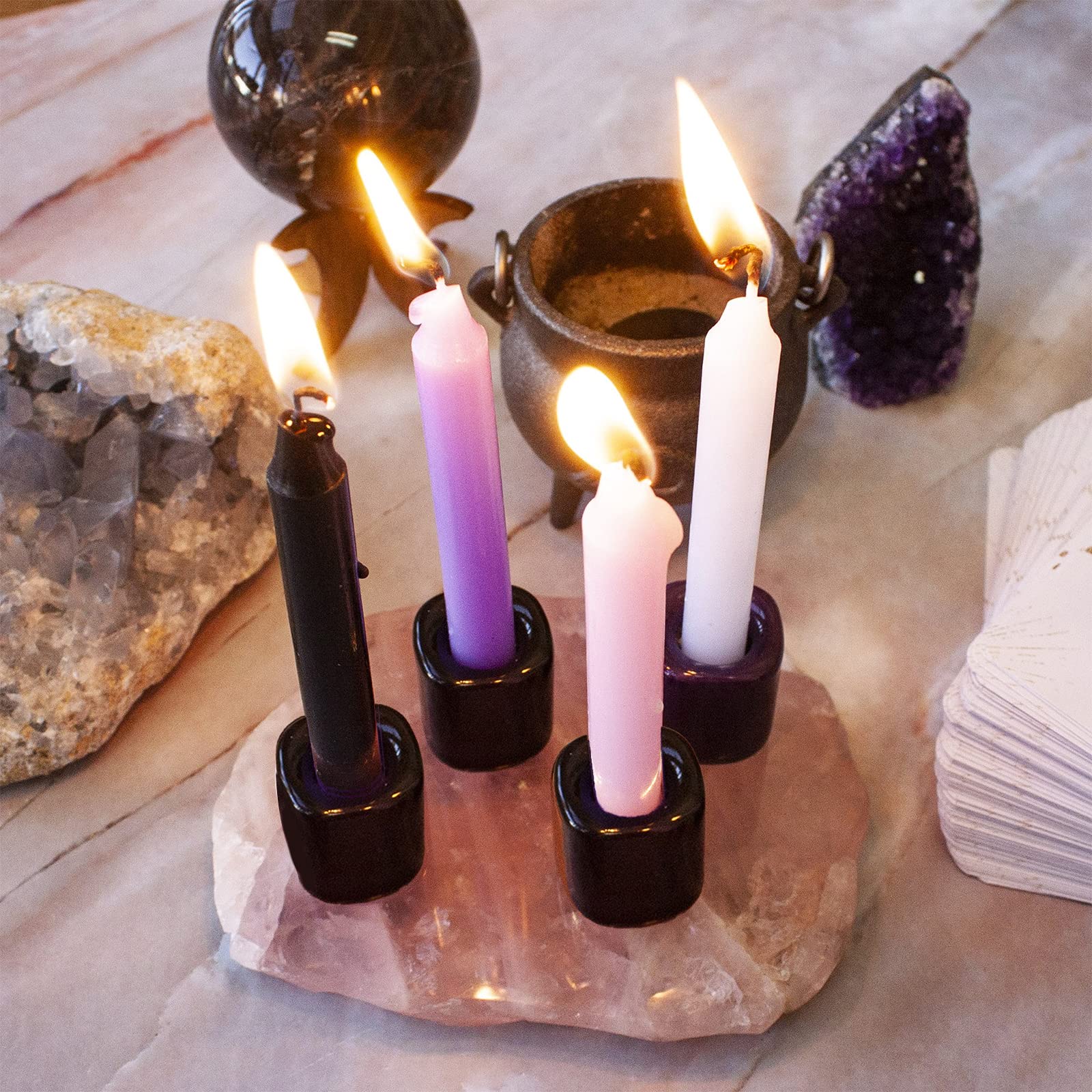 ahandmaker-home-decorate-lot-5-bougeoirs-c-ramique-noir-rituel image 3