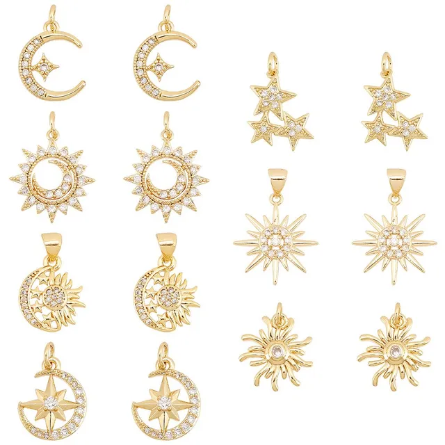ahandmaker-pendant-lot-14-pendentifs-zircon-lune-plaqu-or image 1