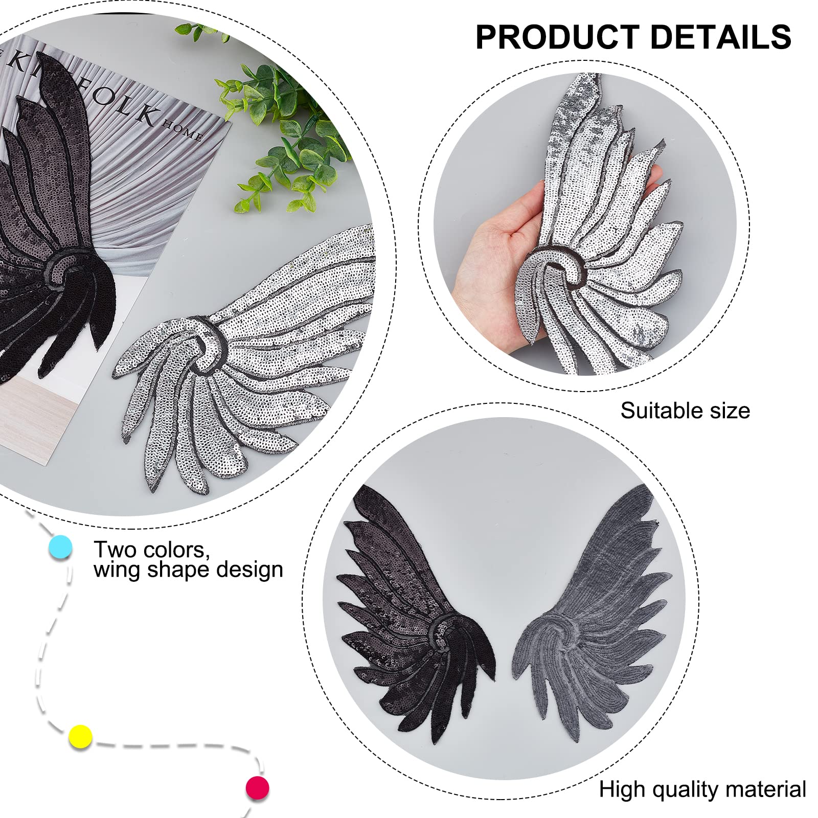 ahandmaker-applique-patch-ailes-ange-paillettes-8-pi-ces image 4