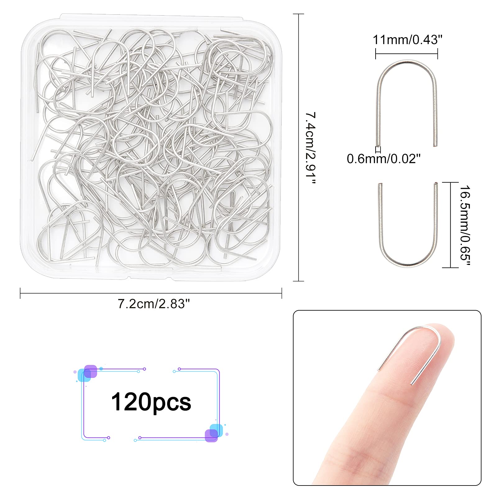 ahandmaker-jewelry-findings-crochets-en-u-laiton-platine-x120 image 2