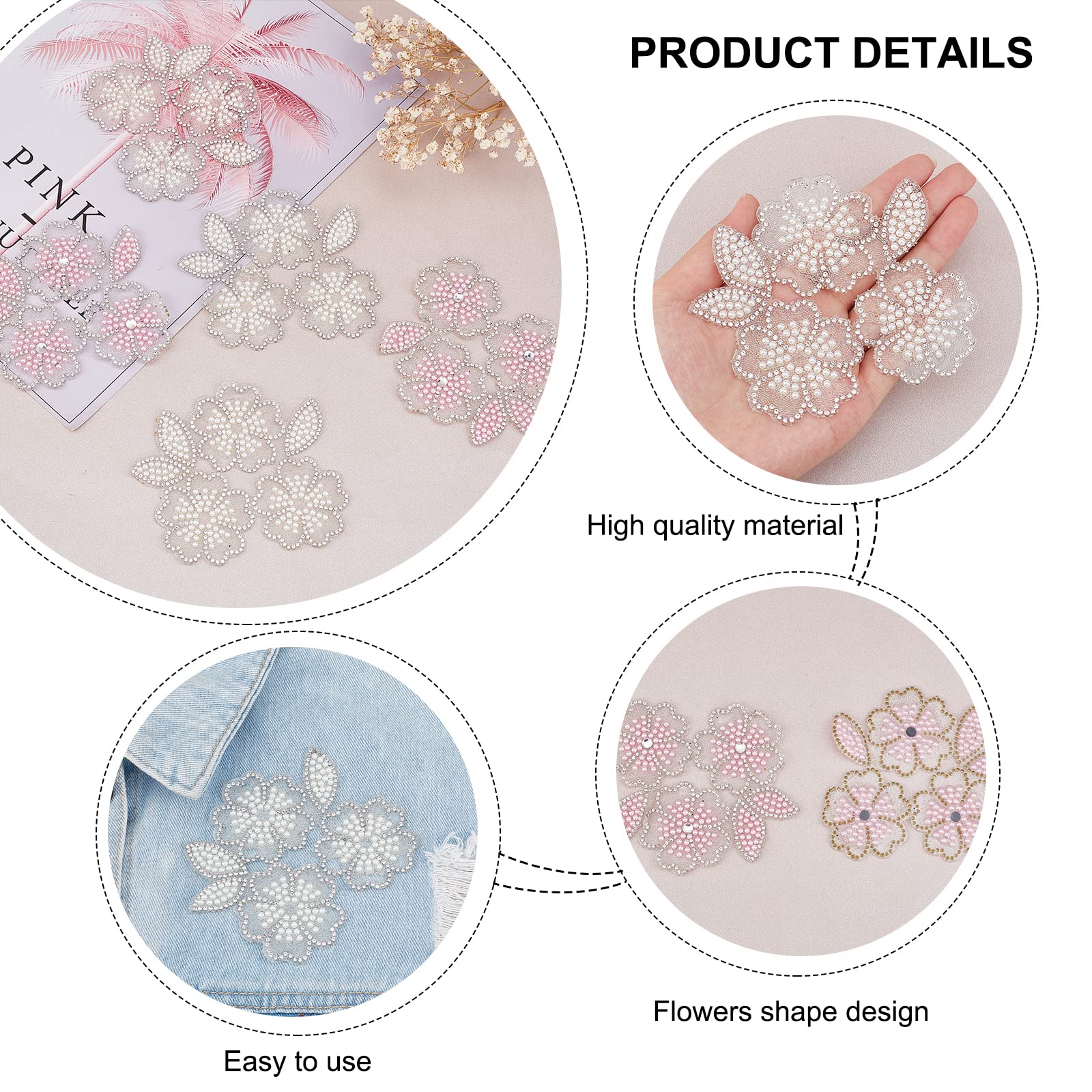 ahandmaker-appliqu-fleur-perle-strass-8-pi-ces-2-couleurs-couture image 3