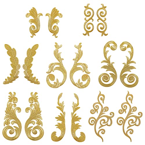 ahandmaker-applique-patch-fleurs-feuilles-dor-es-thermocollant-16-pcs image 7