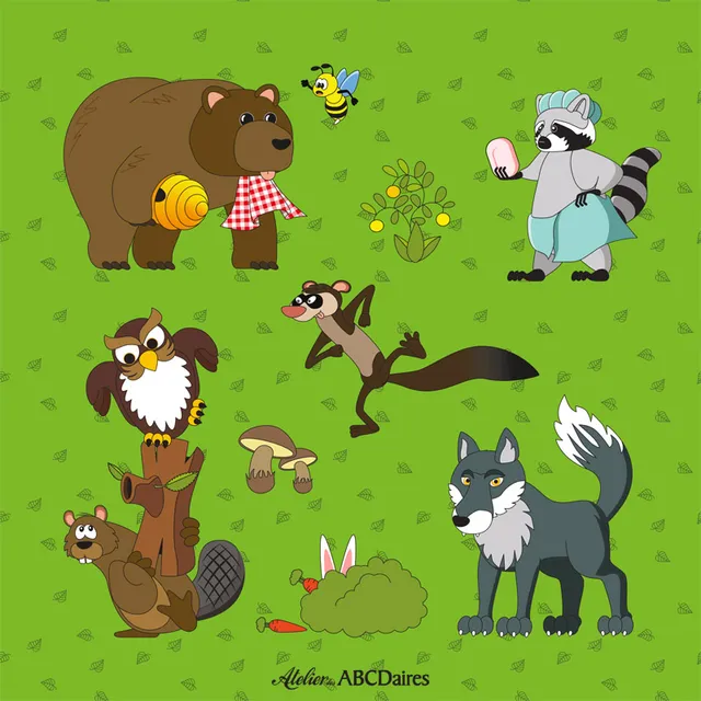 atelier-des-abcdaires-grand-panneau-animaux-de-la-for-t-velours-20x20-cm image 1