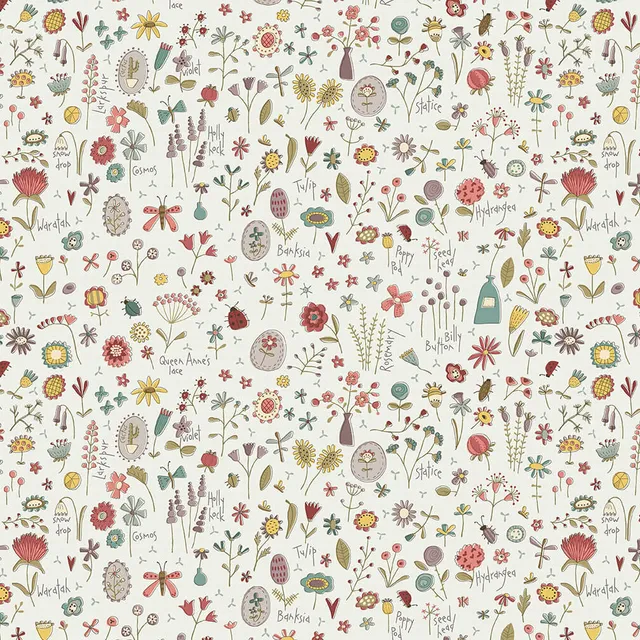 anni-downs-market-garden-2896-44-tissu-coton-fleurs-cr-me-25-cm image 1