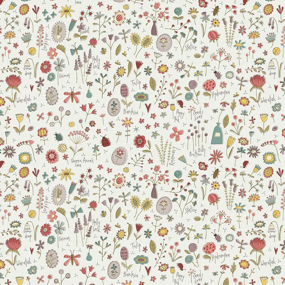 anni-downs-market-garden-2896-44-tissu-coton-fleurs-cr-me-25-cm image 1