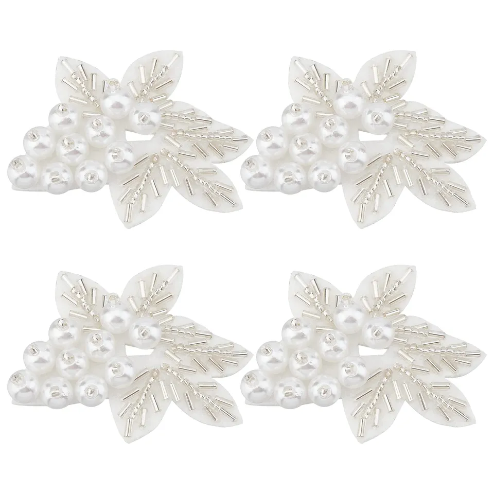 ahandmaker-appliqu-feuille-perle-blanche-4-pi-ces-patch-couture image 1