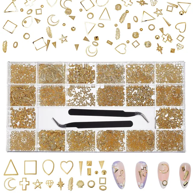 ahandmaker-button-rhinestone-nail-art-charms-dor-3d-21-grilles image 1