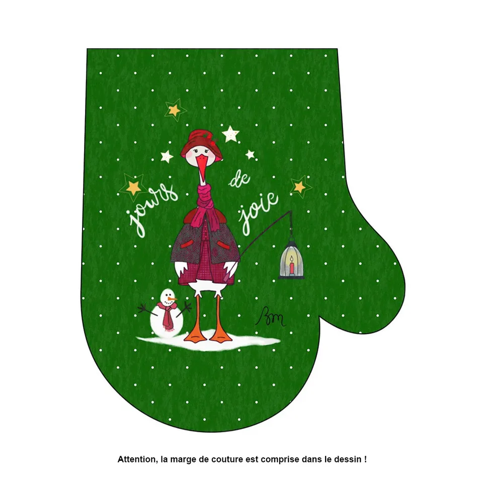 atelier-des-abcdaires-d-co-de-no-l-moufle-canard-d-coration-velours-vert image 1