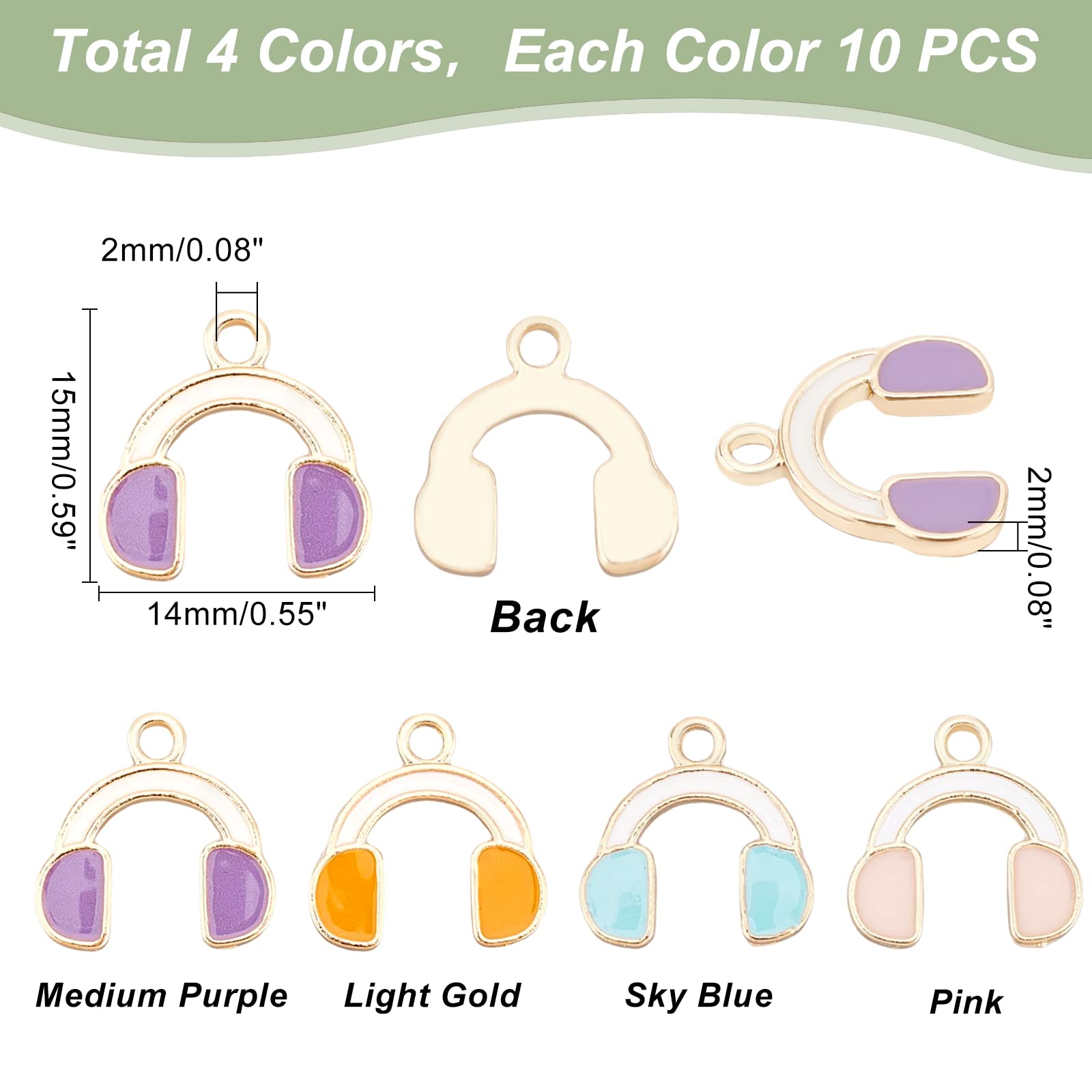ahandmaker-casque-musique-pendentif-mail-dor-lot-40 image 2