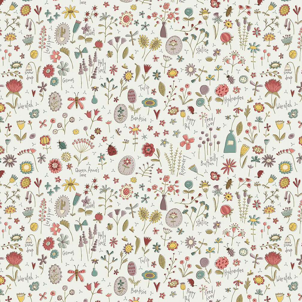 anni-downs-market-garden-2896-44-tissu-coton-fleurs-cr-me-25-cm image 1