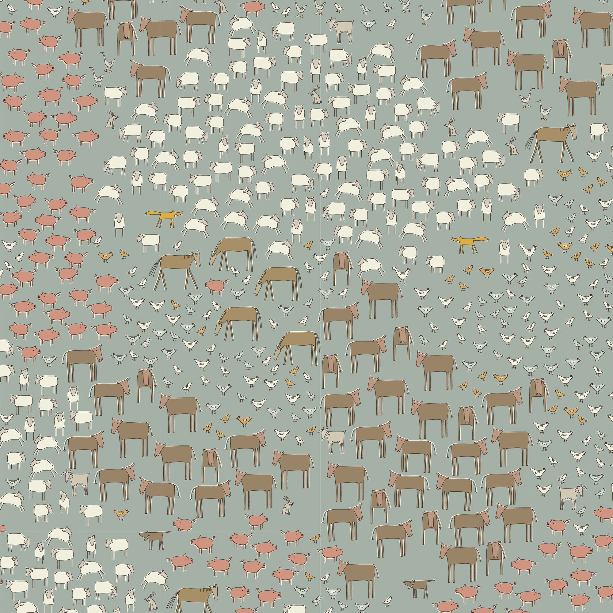anni-downs-appleby-farm-dv7734-tissu-coton-bleu-animaux-0-25-m image 1
