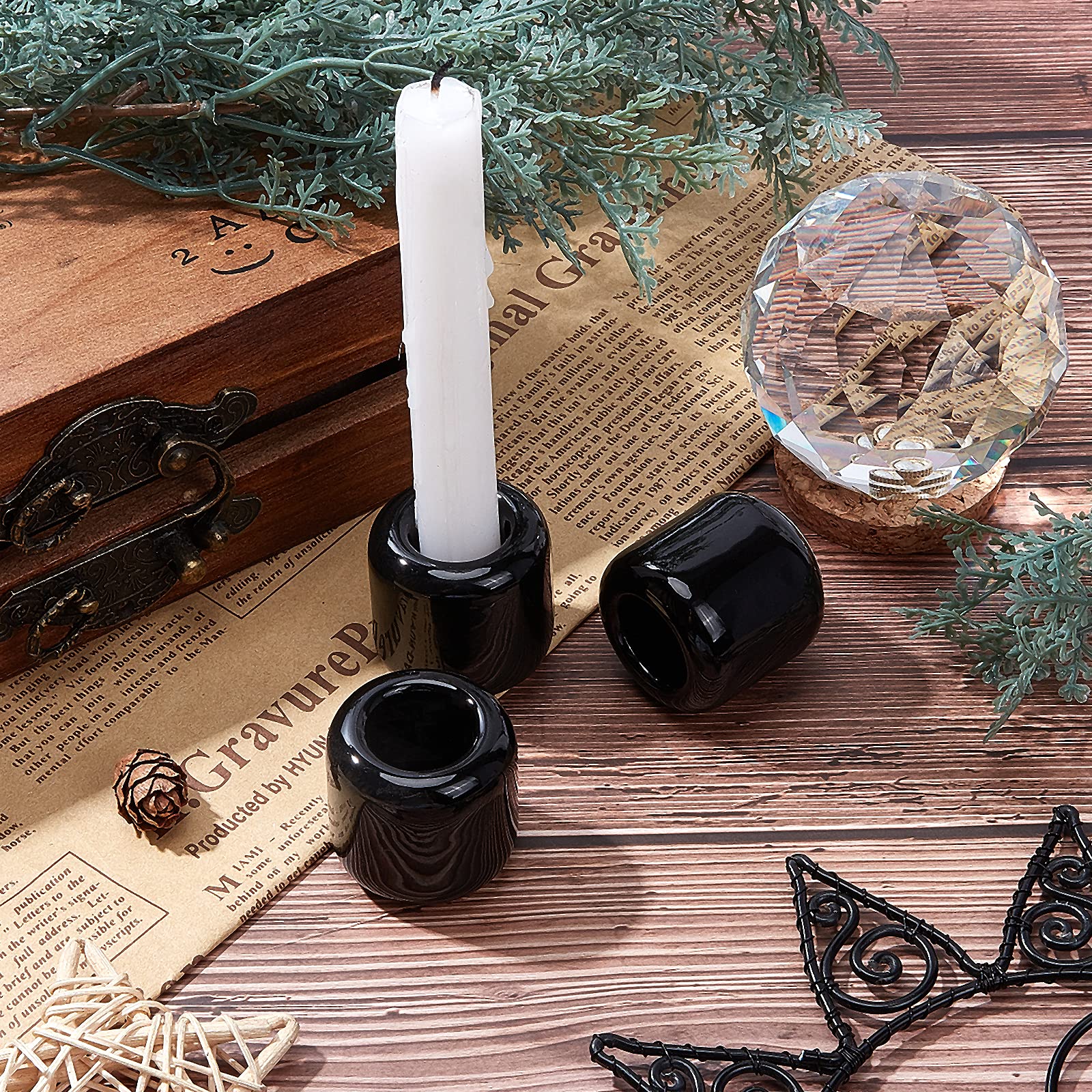 ahandmaker-home-decorate-lot-5-bougeoirs-c-ramique-noir-rituel image 5