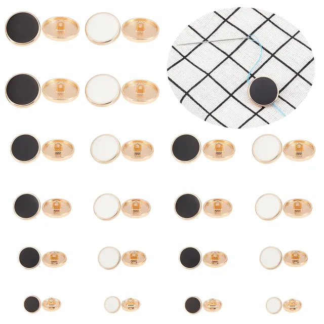 ahandmaker-button-rhinestone-40-boutons-m-tal-bord-dor-noir-blanc image 1