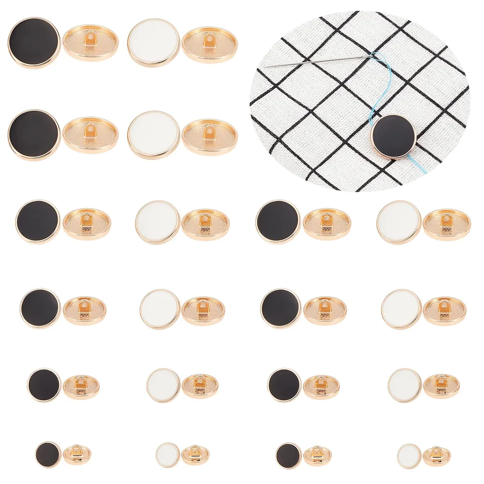 ahandmaker-button-rhinestone-40-boutons-m-tal-bord-dor-noir-blanc image 1